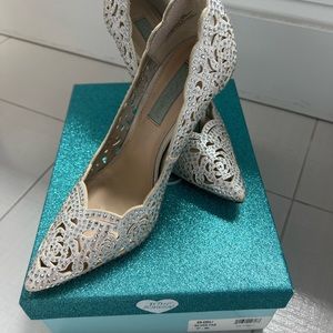 Betsey Johnson laser cut Emily rhinestone heels. 4” Heel, excellent condition.